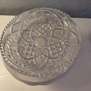 Vtg Bohemium Cut Glass 8" Round Dish With 1" Drop